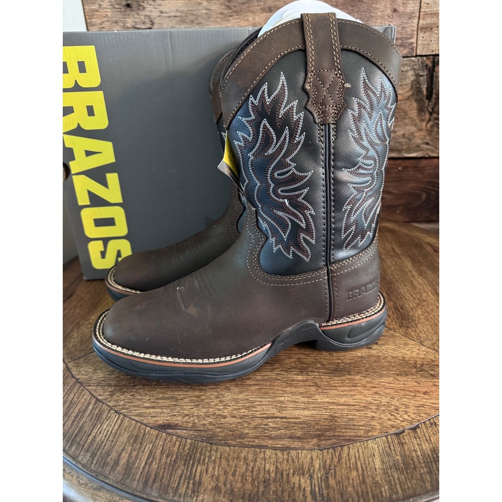 Brazos Amarillo 3.0 Mens Brown Leather Western Work Boots Square Toe 8 181972